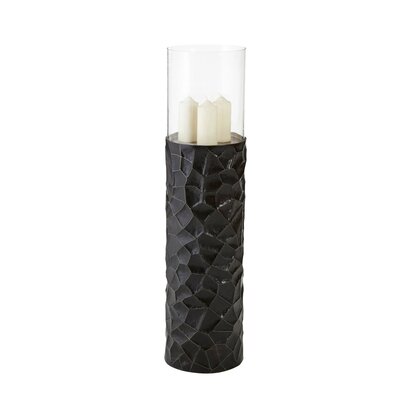 Delewick Black and Gold Small Floor Standing Hurricane Candle Holder