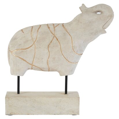 Harowod Whitewash Mango Wood Elephant Sculpture