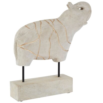 Harowod Whitewash Mango Wood Elephant Sculpture
