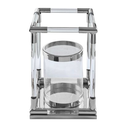 Mariswell Small Candle Holder in Silver Finish and Acrylic