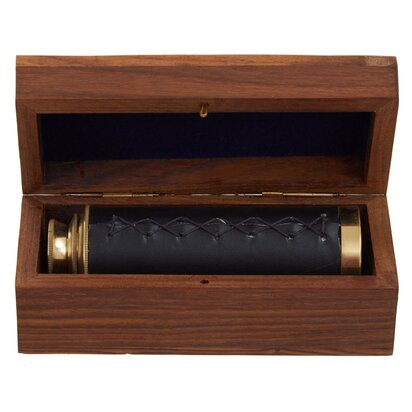 Prionell Brown Leather Effect Telescope With Wooden Box