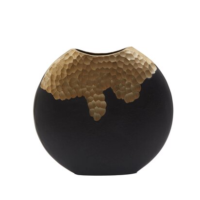Theonora Small Black and Gold Round Vase