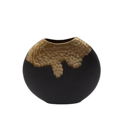 Theonora Small Black and Gold Round Vase