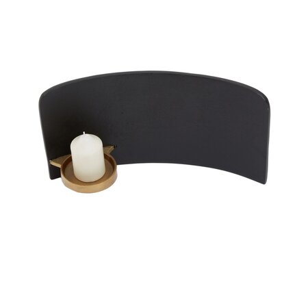 Theonora Black and Gold Finish Aluminium Candle Holder