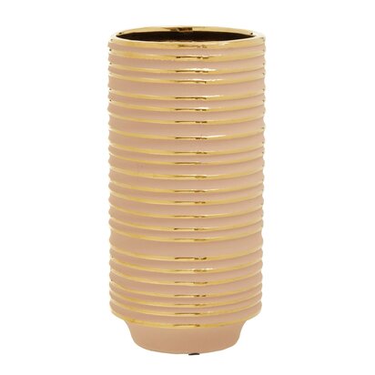 Wesacombe Blush Pink and Gold Small Ceramic Vase