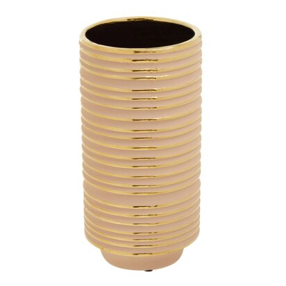 Wesacombe Blush Pink and Gold Small Ceramic Vase