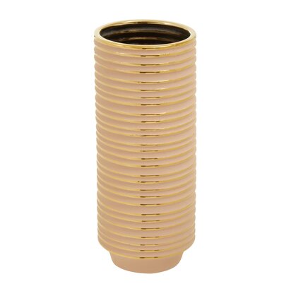 Wesacombe Large Blush Pink and Gold Ceramic Vase