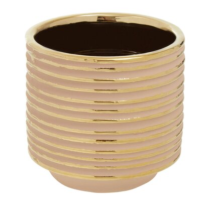Wesacombe Blush Pink and Gold Small Ceramic Planter