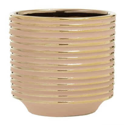 Wesacombe Blush Pink and Gold Large Ceramic Planter