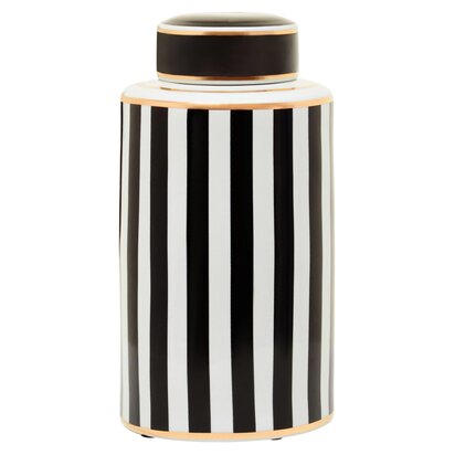 Ivyorora Large Black And White Stripes Ceramic Jar