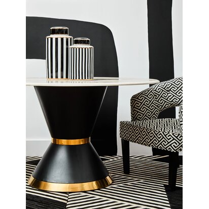 Ivyorora Large Black And White Stripes Ceramic Jar