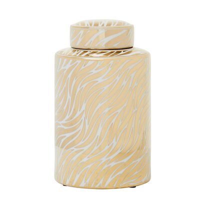 Ivyorora Small White And Gold Finish Ceramic Jar