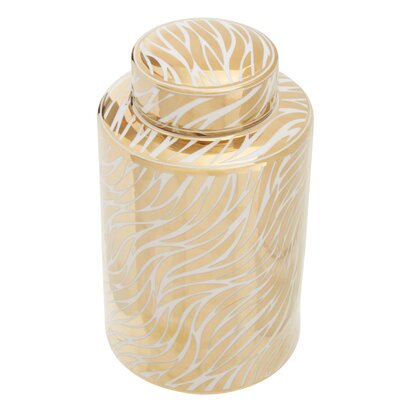 Ivyorora Small White And Gold Finish Ceramic Jar