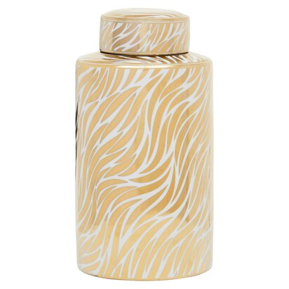 Ivyorora Large White And Gold Finish Ceramic Jar