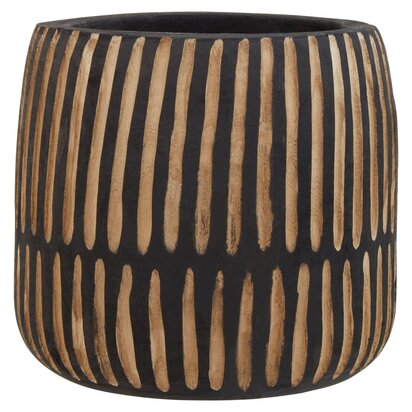 Emermont Large Engraved Natural And Black Wooden Planter