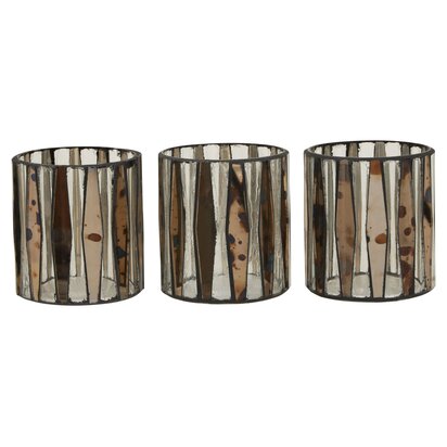 Niaelley Smoked Anitque Finish Set Of 3 Tealight Holders