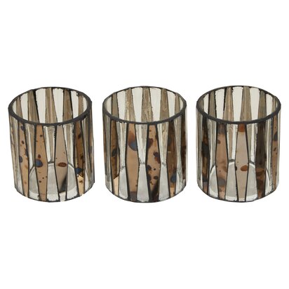 Niaelley Smoked Anitque Finish Set Of 3 Tealight Holders