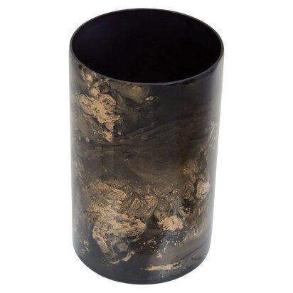 Niaelley Black And Gold Marble Effect Large Candle Holder