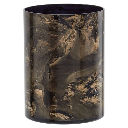 Niaelley Black And Gold Marble Effect Small Candle Holder