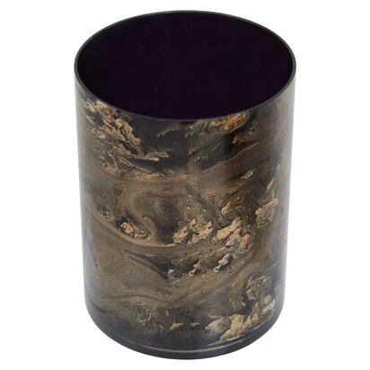 Niaelley Black And Gold Marble Effect Small Candle Holder