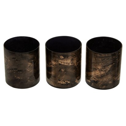 Niaelley Set Of 3 Black And Gold Tealight Holders