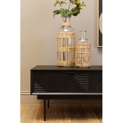 Beaubury Natural Cane and Glass Large Vase