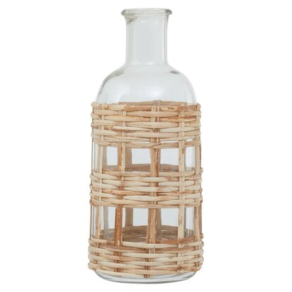 Beaubury Natural Cane and Glass Small Vase