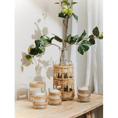 Beaubury Natural Cane and Glass Small Vase