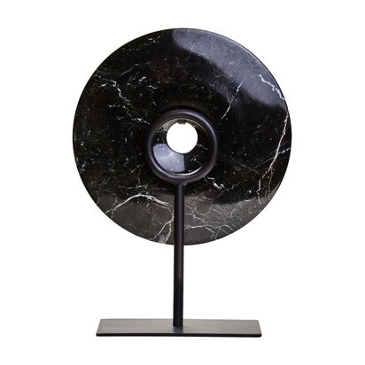 Elowmere Small Black Marble Round Dia Disc Sculpture