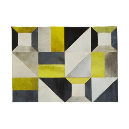 Niaestead Safira Small Abstract Hair on Leather Patchwork Rug