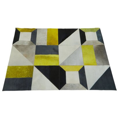 Niaestead Safira Small Abstract Hair on Leather Patchwork Rug