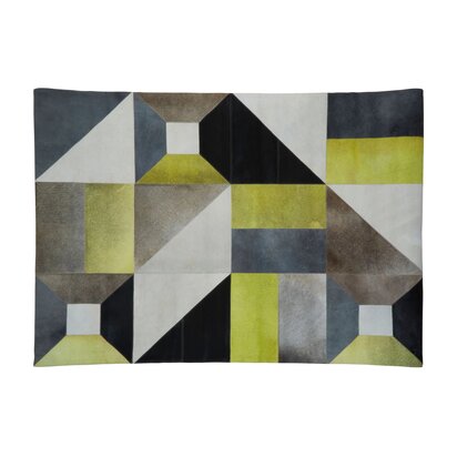 Niaestead Safira Large Abstract Hair on Leather Patchwork Rug