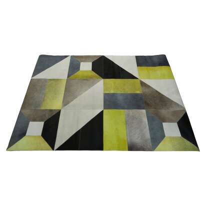 Niaestead Safira Large Abstract Hair on Leather Patchwork Rug