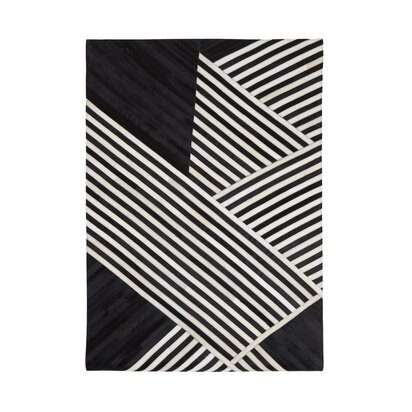 Niaestead Safira Small Black And White Hair on Leather Rug