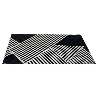 Niaestead Safira Small Black And White Hair on Leather Rug