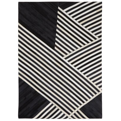 Niaestead Safira Large Black And White Hair on Leather Rug