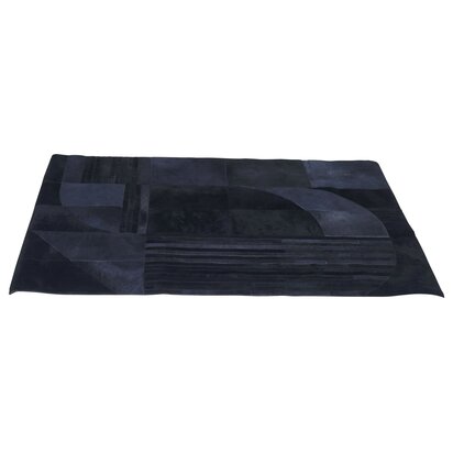 Niaestead Safira Small Black And Grey Deco Hair on Leather Rug