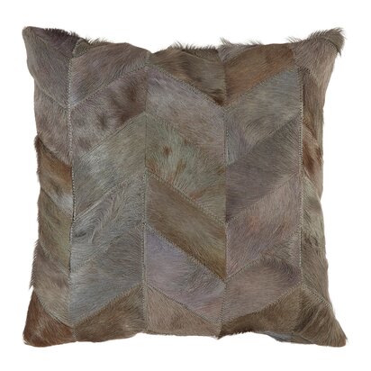 Niaestead Safira Grey Chevron Hair on Leather Patchwork Cushion