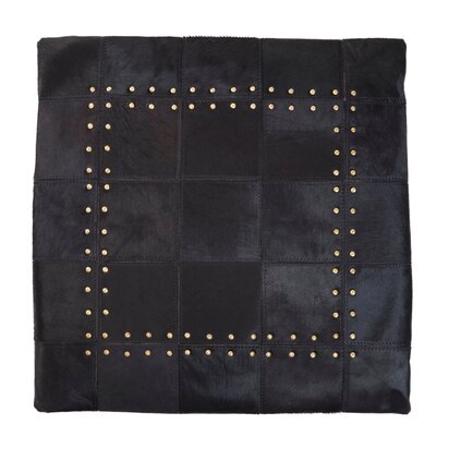 Niaestead Safira Black Hair on Leather Patchwork Cushion
