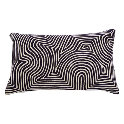 Niaestead Ozella Black And White Embroidered Rectangular Cushion
