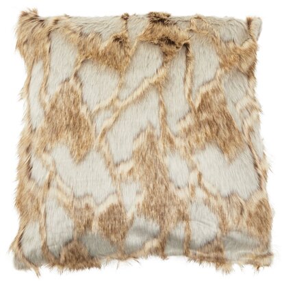 Niaestead Lamina Grey And Natural Square Fur Cushion