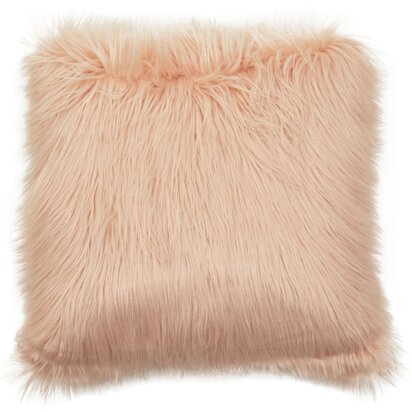 Niaestead Mongolian Faux Fur Pink Square Cushion