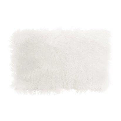 Niaestead Real Mongolian Fur White Rectangular Cushion