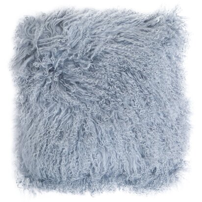 Niaestead Real Mongolian Fur Grey Square Cushion