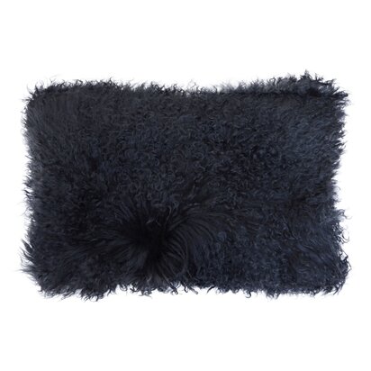 Niaestead Real Mongolian Fur Black Rectangular Cushion