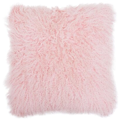 Niaestead Real Mongolian Fur Pink Square Cushion