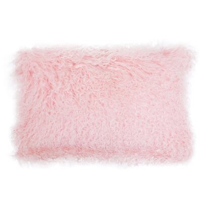 Niaestead Real Mongolian Fur Pink Rectangular Cushion