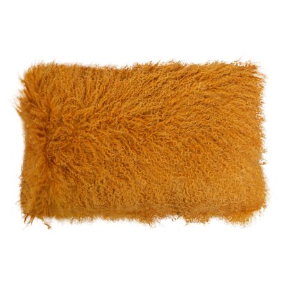 Niaestead Real Mongolian Fur Ochre Rectangular Cushion
