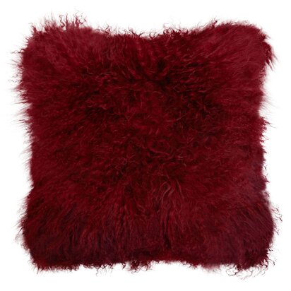 Niaestead Real Mongolian Fur Maroon Square Cushion