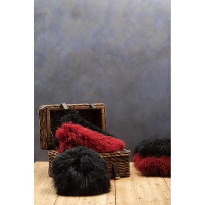 Niaestead Real Mongolian Fur Maroon Square Cushion